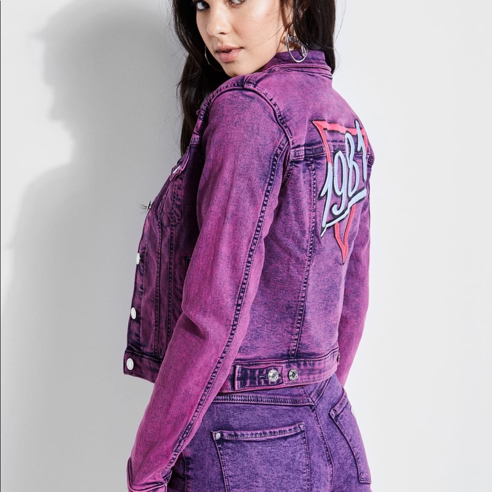 NEW GUESS Candy Acid Wash Trucker Jacket SZ S